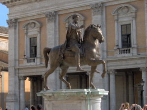 La statua di Marco Aurelio in Campidoglio