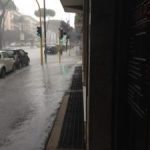 Sciopero, Una strada allagata a Roma per la pioggia