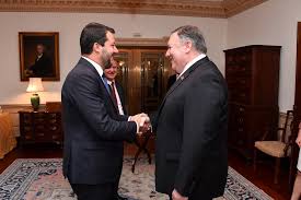 Salvini trumpiano, Matteo Salvini con il segretario di Stato Usa Mike Pompeo