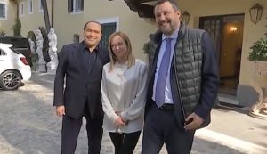Bonaccini, Silvio Berlusconi, Giorgia Meloni e Matteo Salvini