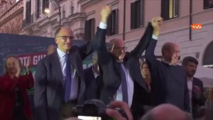 campo largo, Enrico Letta, Roberto Gualtieri e Nicola Zingaretti