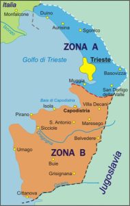 Territorio Libero di Trieste, Mappa del Territorio Libero di Trieste con Zona A e Zona B