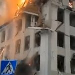 Bucha, Un palazzo bombardato in Ucraina