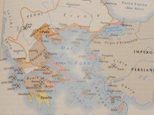 Termopili, La cartina della Grecia Antica dall'egemonia di Sparta all'ascesa della Macedonia (Da "l'Enciclopedia La Biblioteca di Repubblica")